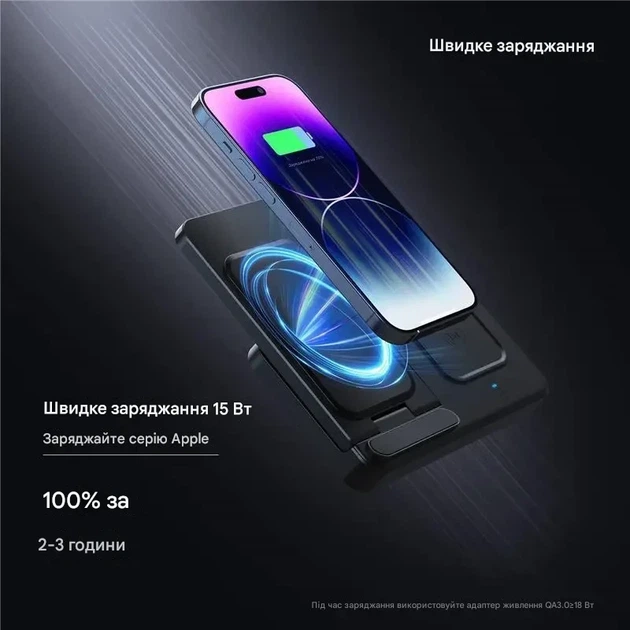 Бездротова зарядна док-станція 3 в 1, 15 Вт для iPhone, AirPods та Apple Watch - зображення 2