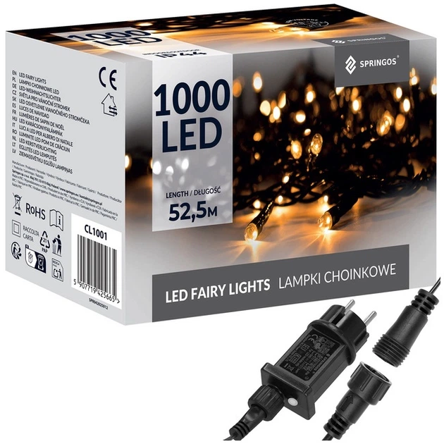 Lampki choinkowe Springos 1000 LED 50 m (5907719425665) - obraz 2