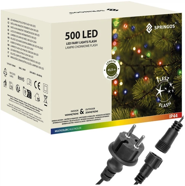 Новорічна гірлянда Springos Flash 500 LED 40 м (5907719489834) - зображення 2