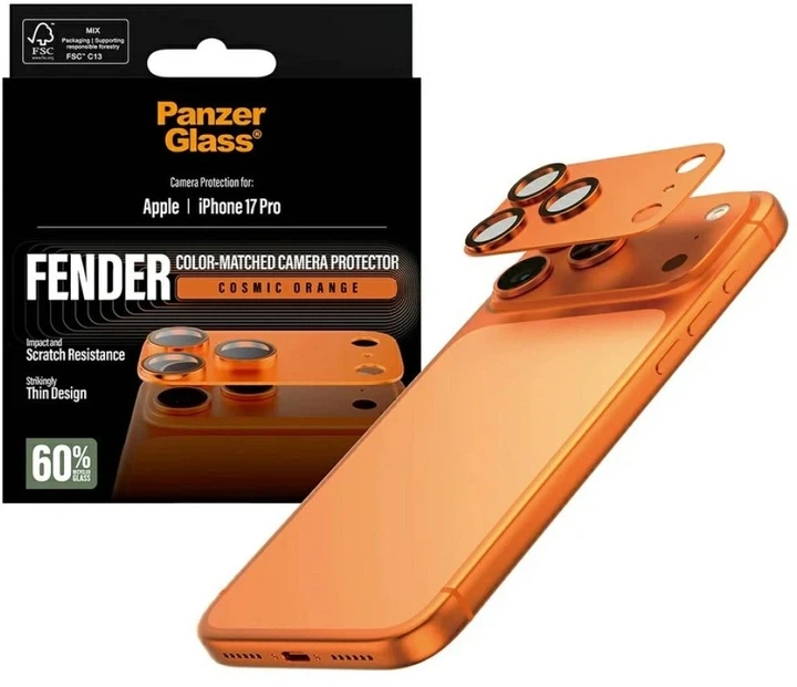 Szkło hartowane Panzer Glass Fender Camera Protector Tempered Glass Lens do Apple iPhone 17 Pro Max Orange (5715685036750) - obraz 4