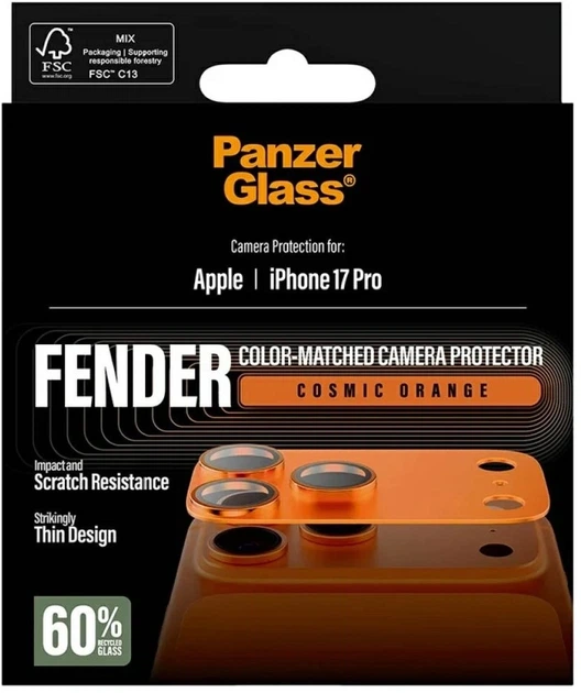 Szkło hartowane Panzer Glass Fender Camera Protector Tempered Glass Lens do Apple iPhone 17 Pro Max Orange (5715685036750) - obraz 5