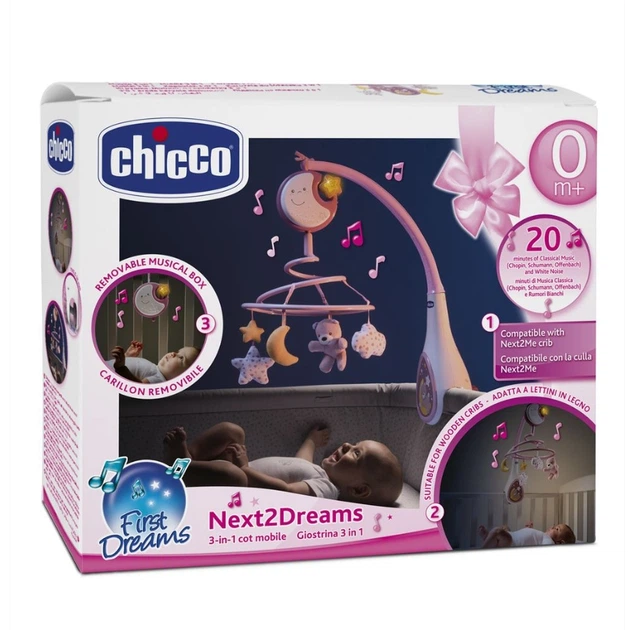 Музыкальный мобиль-карусель Chicco 3в1 Next2Dreams, розовый - Фото 2 Музыкальный мобиль-карусель Chicco 3в1 Next2Dreams, розовый - изображение 2