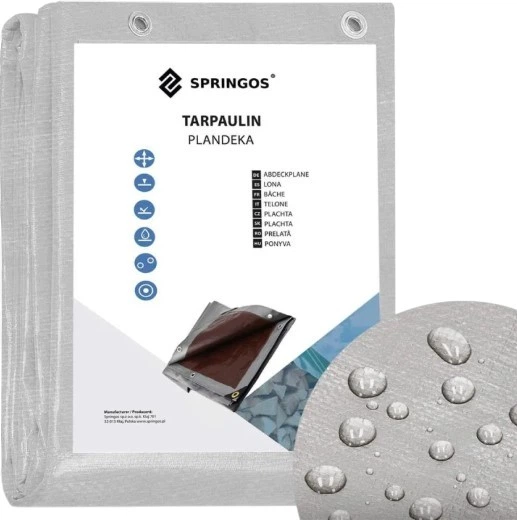 Брезент Springos 6 x 8 м 130 г/м2 Сірий (GA2185) - зображення 7