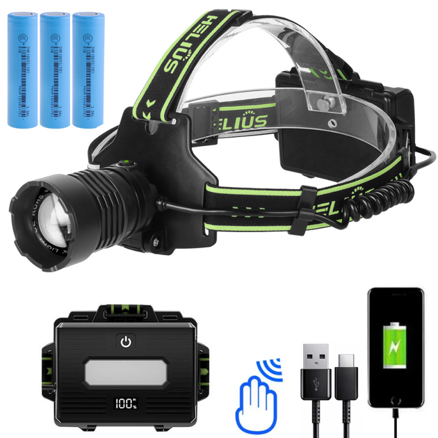 Ліхтар налобний акумуляторний з датчиком руху ZOOM з USB + 3x18650 BL-H2-TG-60W ( см11710 ) - Фото 1 Ліхтар налобний акумуляторний з датчиком руху ZOOM з USB + 3x18650 BL-H2-TG-60W ( см11710 ) - зображення 1