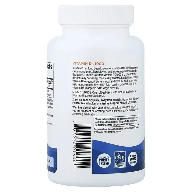 Витамин D3 Nordic Naturals Vitamin D3 (апельсин), 1000 МЕ, 120 мини-капсул - изображение 5