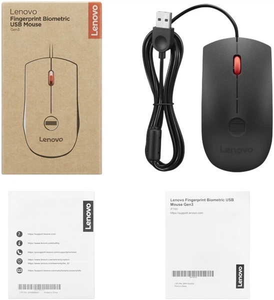 Mysz Lenovo Fingerprint Biometric USB Mouse Gen3 (4Y51S24029) - obraz 2