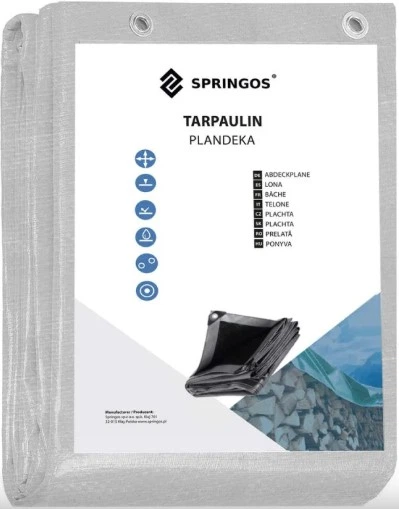 Брезент Springos 3 x 4 м 260 г/м2 Сірий (GA2188) - зображення 7