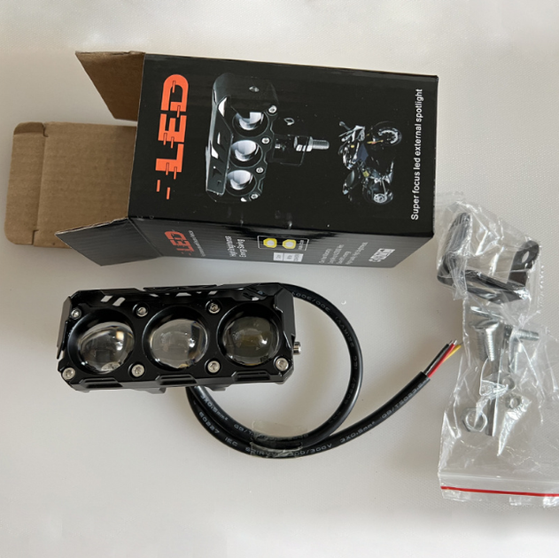 Дополнительная LED фара для мотоцикла и авто — Трехлинзовый LED Spotlight (35W, 3200LM), (1 фонарь) - изображение 7