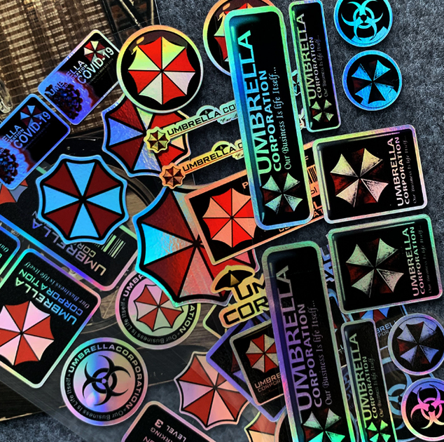 Набор голографических наклеек "Umbrella Corporation" - Виниловые Стикеры 20 x 8 см (1 Аркуш) - изображение 4