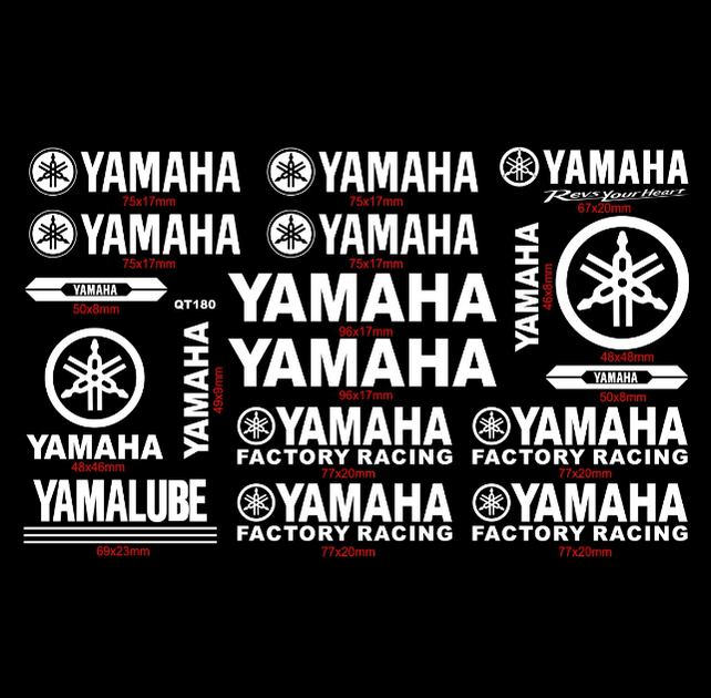 Набор наклеек YAMAHA FACTORY RACING - Полный стекерпак (25x20 см) - изображение 2