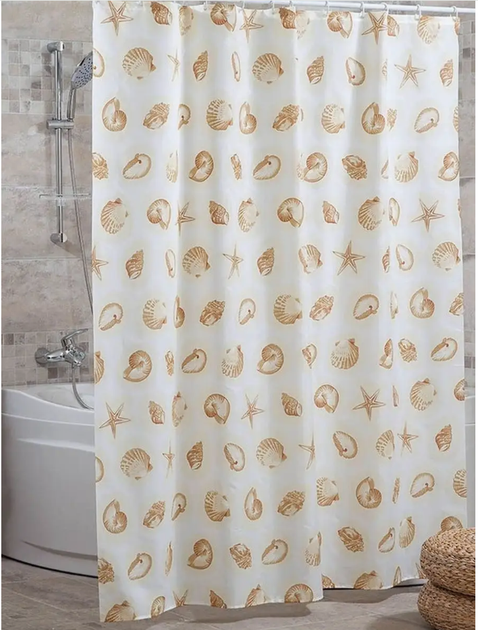 Штора для ванної тканинна Miranda Star fish beige 180*200 см - зображення 2