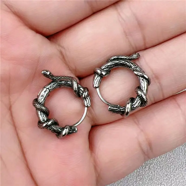 Серьги змея серьга-кольца круглые со змеей 1шт - изображение 3