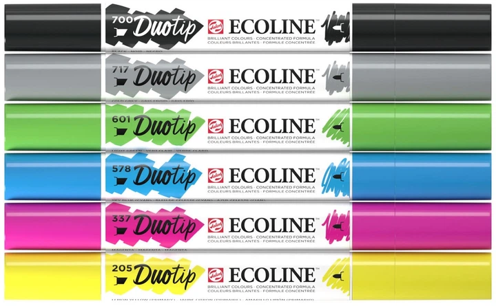 Набір маркерів Talens Art Creation Ecoline Duotip Basic 6 шт. (8712079470029) - зображення 3