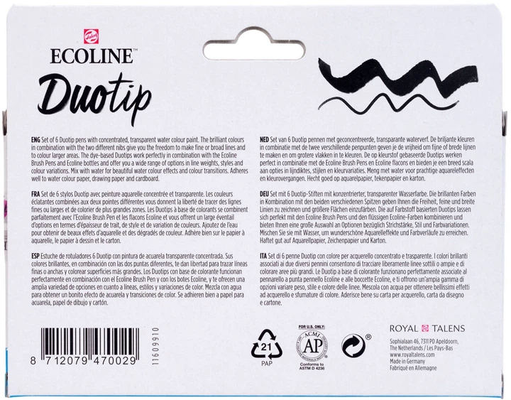 Набір маркерів Talens Art Creation Ecoline Duotip Basic 6 шт. (8712079470029) - зображення 5