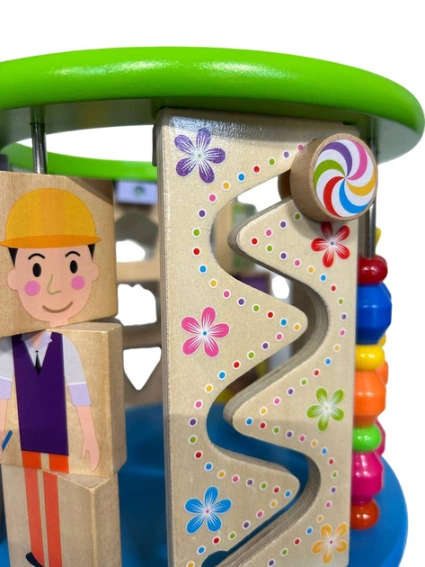 Drewniana kostka edukacyjna EcoToys z grami, klockami, łowienie rybek (5903769970131) (955555915101164) - Outlet - obraz 5