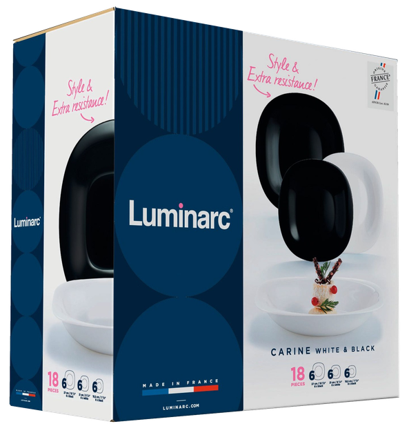 Сервіз столовий Luminarc Carine 18 предметів чорний/білий - изображение 10