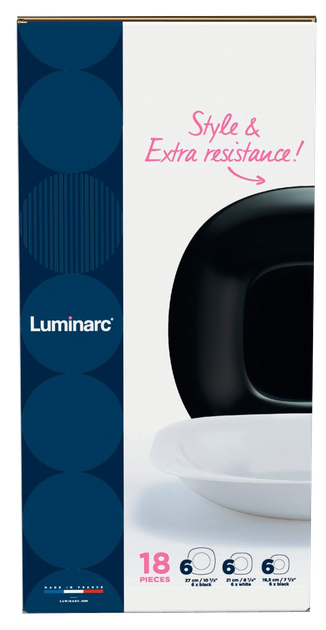 Сервіз столовий Luminarc Carine 18 предметів чорний/білий - изображение 11