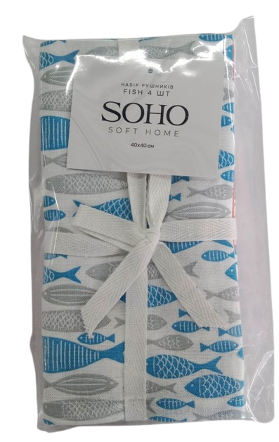Набір рушників 40x40см Fish 4 шт SOHO (2000003344246) - зображення 3