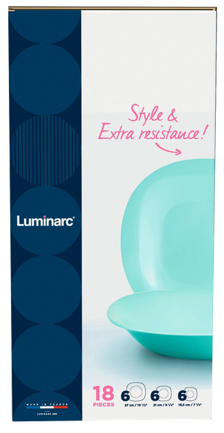 Сервіз столовий Luminarc Carine 18 предметів синій/блакитний - изображение 3