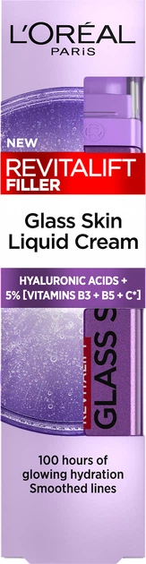 Крем для придания сияния коже лица L'Oreal Paris Revitalift Filler Glass Skin Liquid Cream 50 мл (3600524244415) - изображение 2