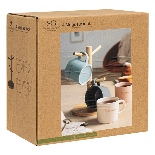 Zestaw kubków Secret de Gourmet na drewnianym stojaku 200 ml 4 szt (3560232843884) - obraz 7