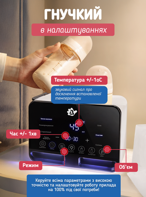 Підігрівач стерилізатор для дитячих пляшечок грілка апарат підігріву дитячого харчування дитячої суміші A1 Baby WS-5 Duo 5 в 1 на 2 дві пляшечки електричний цифровий з таймером і підставкою стерилізації яєць підігрівачі нагрівачі стерилізатори - зображення 4