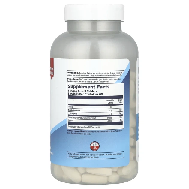 Хелатний бісгліцинат магнію KAL (Chelated Magnesium Bisglycinate) 180 таблеток (CAL-58646) - изображение 2