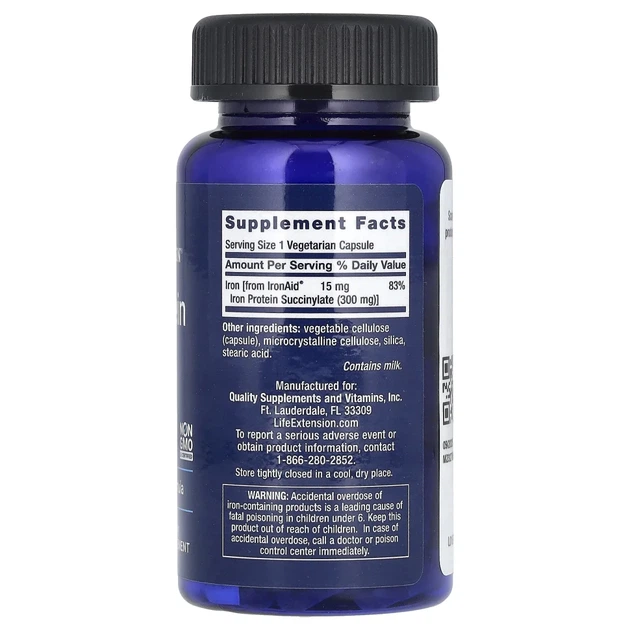 Залізо з протеїном Life Extension (Iron Protein Plus) 300 мг 100 капсул (LEX-16771) - изображение 2