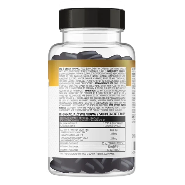 Ostrovit Омега 3 D3+K2 Omega 3 D3+K2 90 капсул (OST-20308) - зображення 2