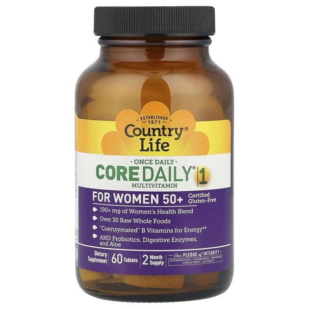 Мультивітаміни для жінок 50+ Country Life (Core Daily-1 For Women 50+) 60 таблеток (CLF-08196) - изображение 4