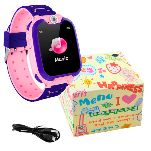 Детские смарт часы телефон Uwatch CW5Z SIM карта, GPS, камера, SOS, влагозащита Pink + Карта памяти 32Гб - изображение 3