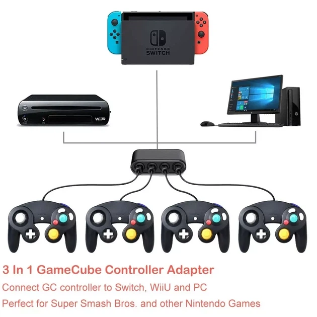 Адаптер для підключення геймпадів GameCube до консолей Nintendo Wii U Nintendo Switch Nintendo Switch Oled та PC - Фото 7 Адаптер для підключення геймпадів GameCube до консолей Nintendo Wii U Nintendo Switch Nintendo Switch Oled та PC - зображення 7
