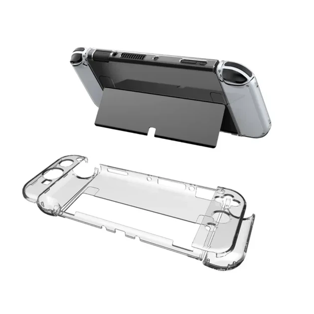 Захисний кейс-чохол для Nintendo Switch Oled захисне скло накладки на стіки пластикова накладки на корпус та джой-кони Сіра застібка - зображення 4