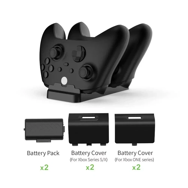 Акумуляторні батареї Dobe з док станцією для геймпадів Xbox Series X S One S 800 mAh Чорний - зображення 6