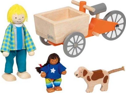 Rower dla lalek Goki drewniany towarowy z dzieckiem i psem 5220557 (4013594514620) - obraz 4