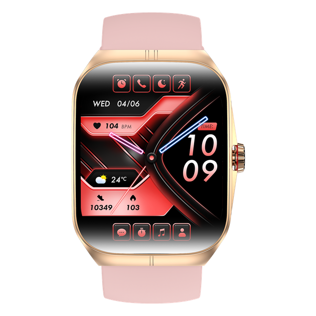 Розумний смарт годинник Smart Watch 4you VIBE екран 1.95"AMOLED метал корпус з функцією дзвінків перегляд повідомлень Gold/Pink - зображення 2
