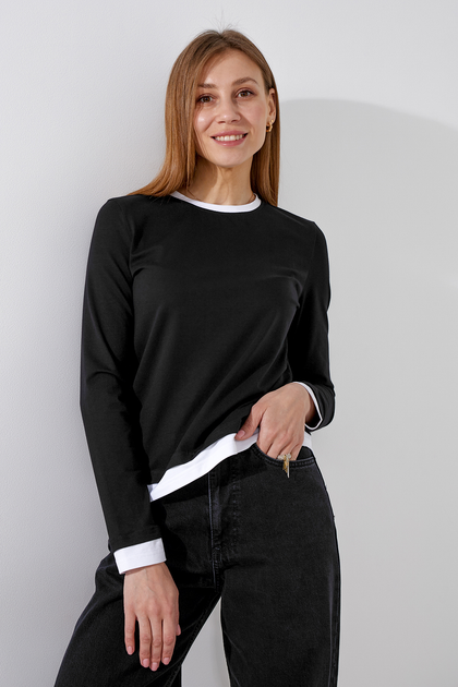 Лонгслив однотонный женский LAWA WBC02457 4XL Черно-белый shop (2000999431364) - Фото 1 Лонгслив однотонный женский LAWA WBC02457 4XL Черно-белый shop (2000999431364) - изображение 1