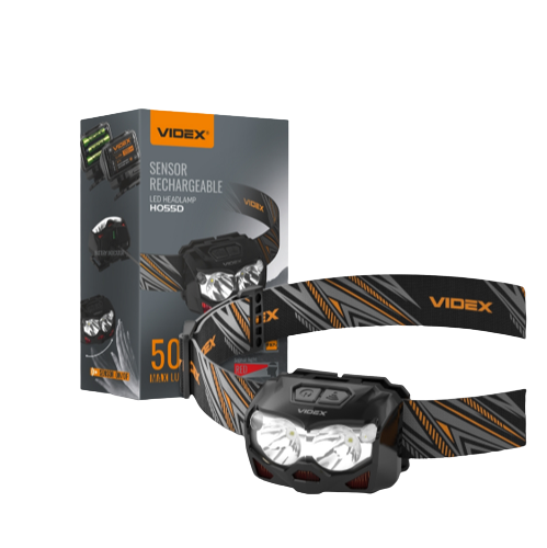 Ліхтарик LED налобний 500Lm 5000К чорний VLF-H055D Videx - зображення 2