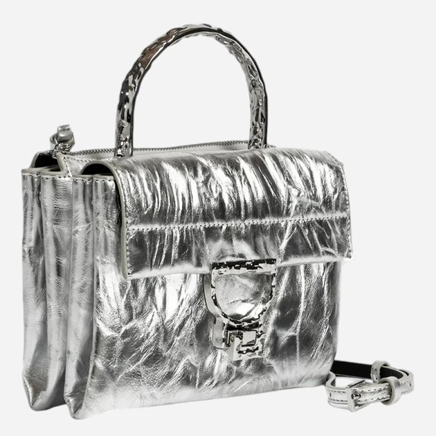 Torebka crossbody damska skórzana Coccinelle E1U3F55B701-Y69 Srebrna - obraz 3