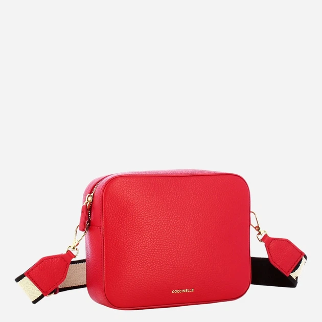 Torebka crossbody damska skórzana Coccinelle E5MN555M301-R02 Czerwona - obraz 3