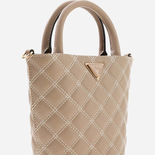 Сумка крос-боді через плече жіноча зі штучної шкіри маленька Guess HWBQ9673760-PLC Бежева (800070352297) - зображення 4