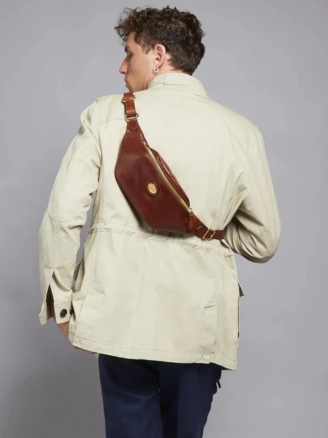 Сумка на пояс бананка чоловіча з натуральної шкіри The Bridge 07350001-14 Коричнева (800070354033) - зображення 2