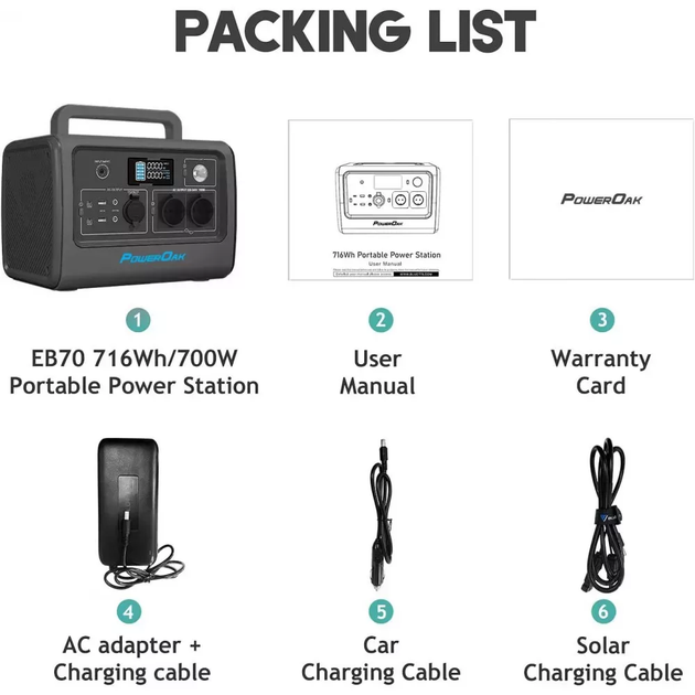 Портативна зарядна станція Bluetti EB70 (720Wh) (EB70) - Фото 5 Портативна зарядна станція Bluetti EB70 (720Wh) (EB70) - зображення 5