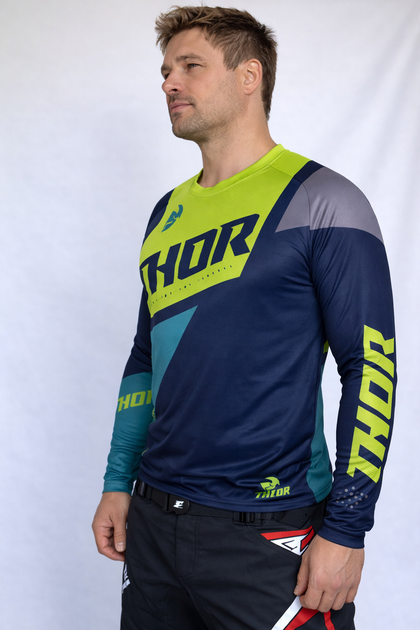 Чоловічий рашгард THOR Downhill ♦ MTB ♦ Велоспорт ♦ Літній рашгард, що дихає, з довгим рукавом ♦ Швидкосохнучий ♦ синій 2XL - зображення 3
