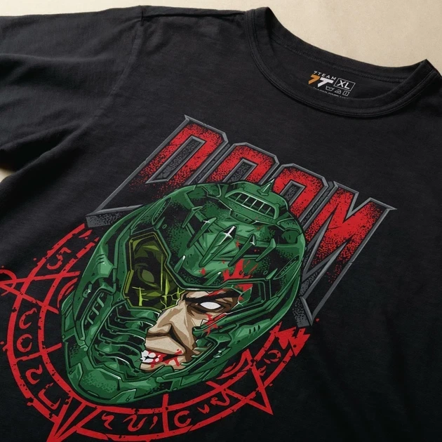 Футболка чоловіча з принтом Doom Doomguy Розмір 48 Anime1043 - Фото 3 Футболка чоловіча з принтом Doom Doomguy Розмір 48 Anime1043 - зображення 3