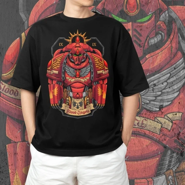 Футболка для подростка мальчика с принтом WarHammer 40K Blood Angel140 Размер 160 Anime10761 - изображение 4
