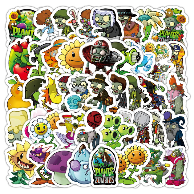 Стикерпак Зомби против Растений набор наклеек GeekLand Plants vs. Zombies 60 штук - изображение 2