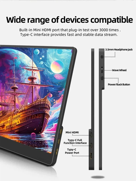 Портативный монитор ZSUS 18.5" 1080P 100Hz HDR10 IPS - изображение 2