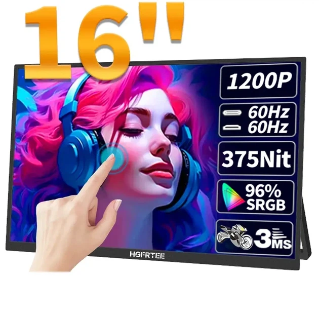 Портативный монитор HGFRTEE B160-SZF06L1-T (16 HDR10 IPS) Type-C 60Hz - Фото 1 Портативный монитор HGFRTEE B160-SZF06L1-T (16 HDR10 IPS) Type-C 60Hz - изображение 1