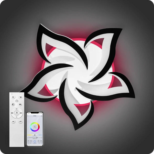 Люстра светодиодная 517 Light 3color с пультом 80Вт Черный (02073) - изображение 2